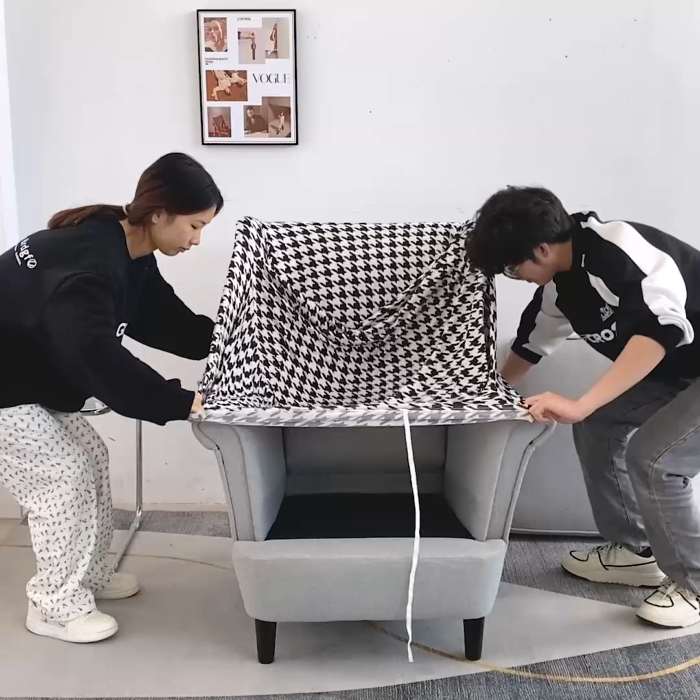 91家纺网 家纺一手货源 找家纺 兴妮雅家纺 2024新款老虎凳套黑白千鸟格