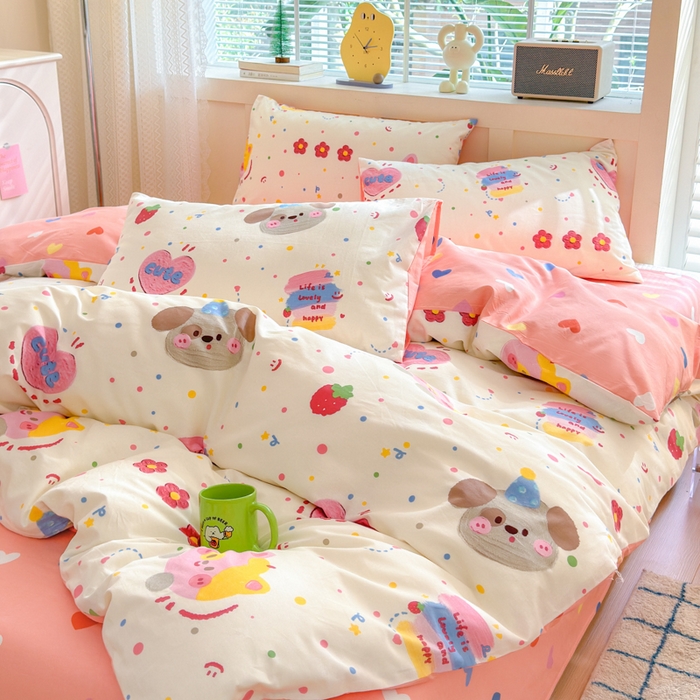 91家纺网 家纺一手货源 找家纺 清雅福 2024新款全棉13372小清新四件套和单品系列第四季 星空色彩