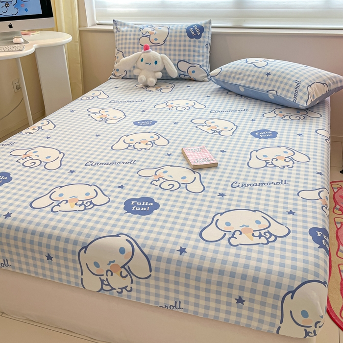 91家纺网 家纺一手货源 找家纺 金爱家 2024新款纯棉小版单品床笠 床笠款-甜甜玉桂狗