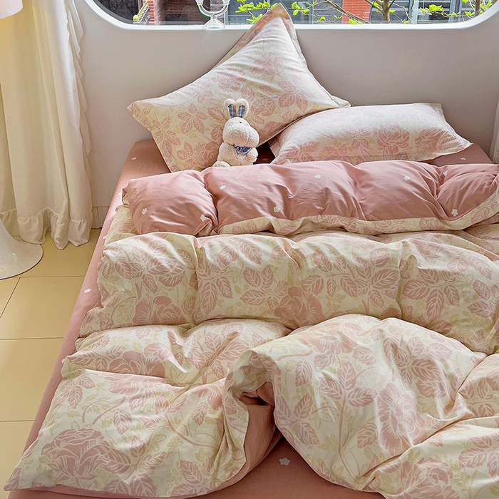 91家纺网 家纺一手货源 找家纺 暖芯优选 204新款直播爆款全棉-ins印花系列四件套纯棉三件套床单床笠 生机