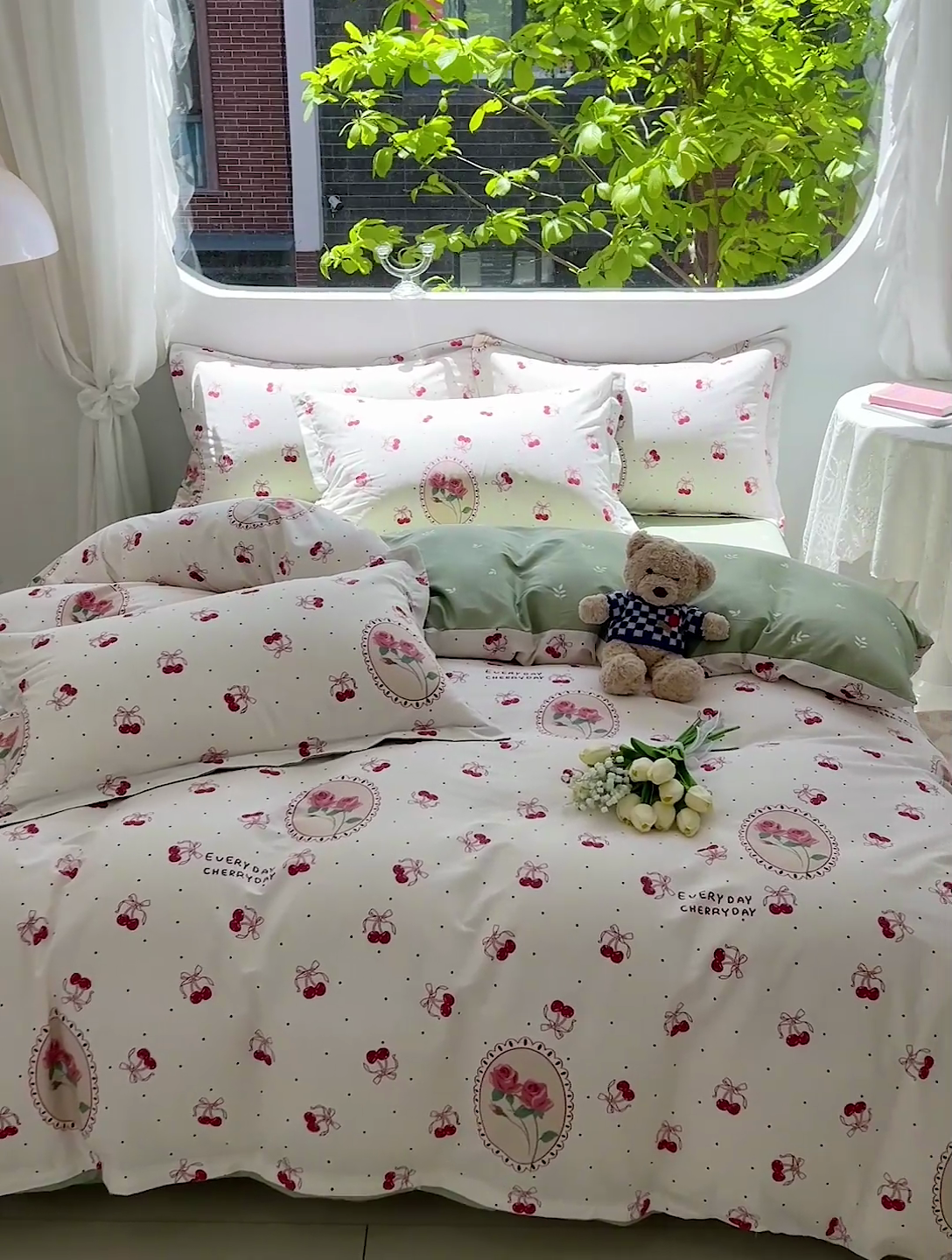 91家纺网 家纺一手货源 找家纺 暖芯优选 204新款直播爆款全棉-ins印花系列四件套纯棉三件套床单床笠 白日玫瑰