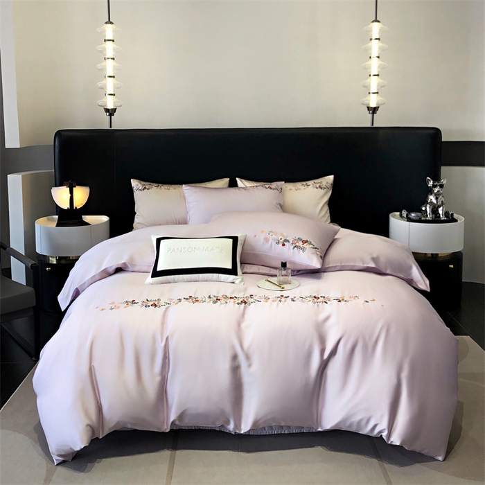 91家纺网 家纺一手货源 找家纺 云胡 2024新款A类进口莱赛尔纤维棉四件套-四月系列 四月-安琪紫