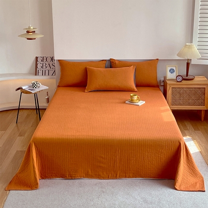 91家纺网 家纺一手货源 找家纺 （总）春皖家纺 2024新款全棉双层纱纯色双拼套件单品系列-床单款