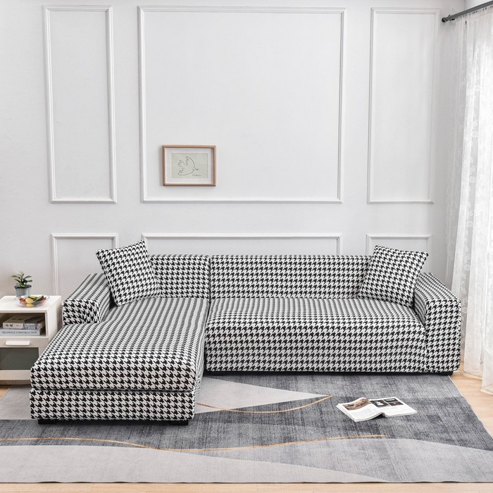 91家纺网 家纺一手货源 找家纺 兴妮雅家纺 2024新款雅芝华士贵妃沙发套黑白千鸟格