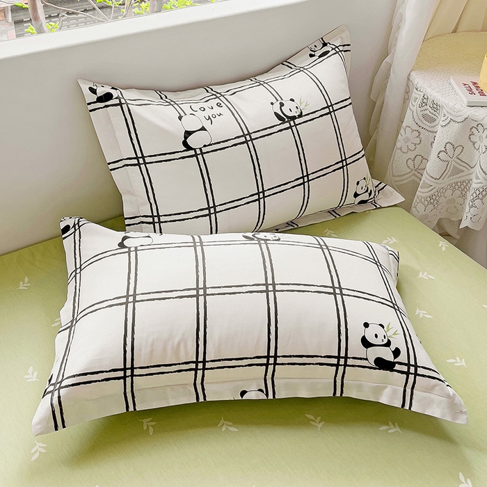 91家纺网 家纺一手货源 找家纺 暖芯优选 204新款直播爆款全棉-ins印花系列四件套纯棉三件套床单床笠 趣味熊猫