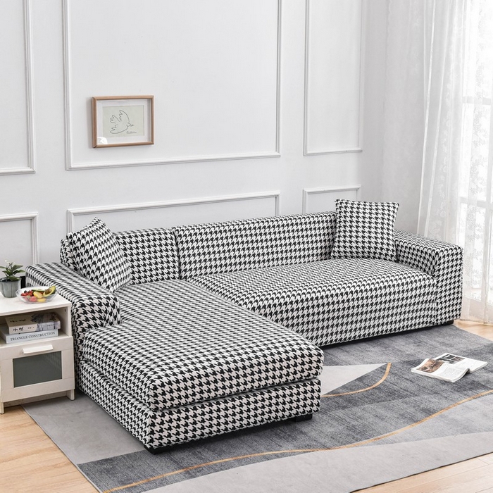 91家纺网 家纺一手货源 找家纺 兴妮雅家纺 2024新款雅芝华士贵妃沙发套黑白千鸟格