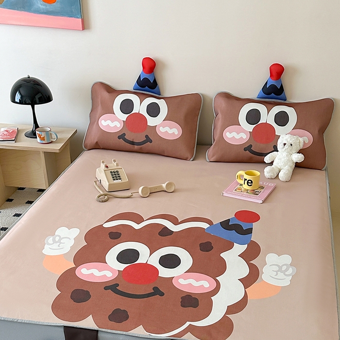 91家纺网 家纺一手货源 找家纺 昔可家纺 2024新款异形床笠款冰丝凉席 开心饼干