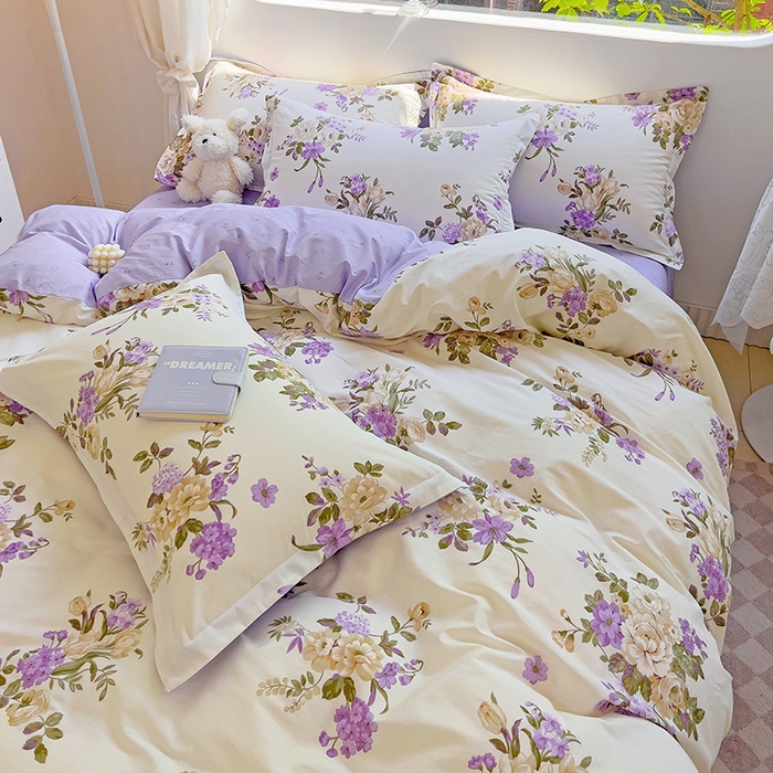 91家纺网 家纺一手货源 找家纺 暖芯优选 204新款直播爆款全棉-ins印花系列四件套纯棉三件套床单床笠 情迷