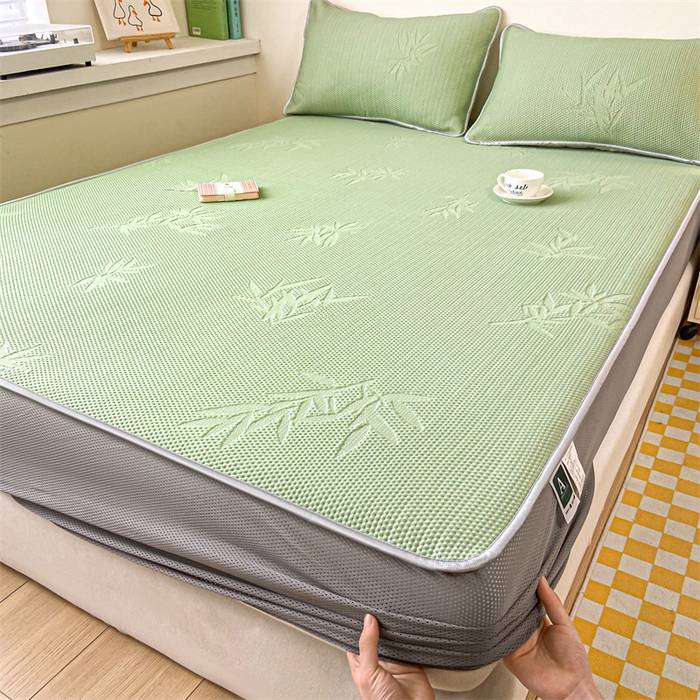 91家纺网 家纺一手货源 找家纺 吉象家纺 2024新款凉豆豆凉感软席凉席 竹叶绿