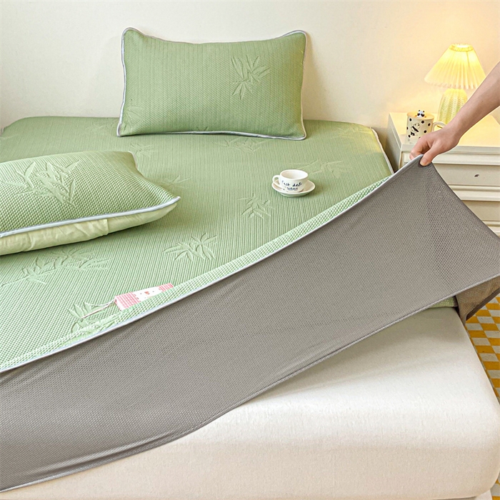 91家纺网 家纺一手货源 找家纺 吉象家纺 2024新款凉豆豆凉感软席凉席 竹叶绿