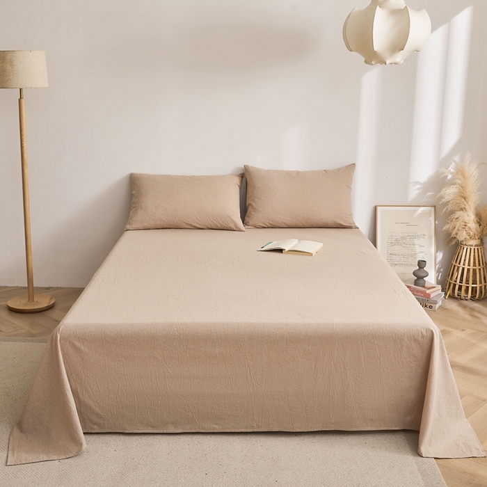 91家纺网 家纺一手货源 找家纺 雅萱家纺 2024新款雅萱-色织全棉水洗棉床单 床单-暖阳咖