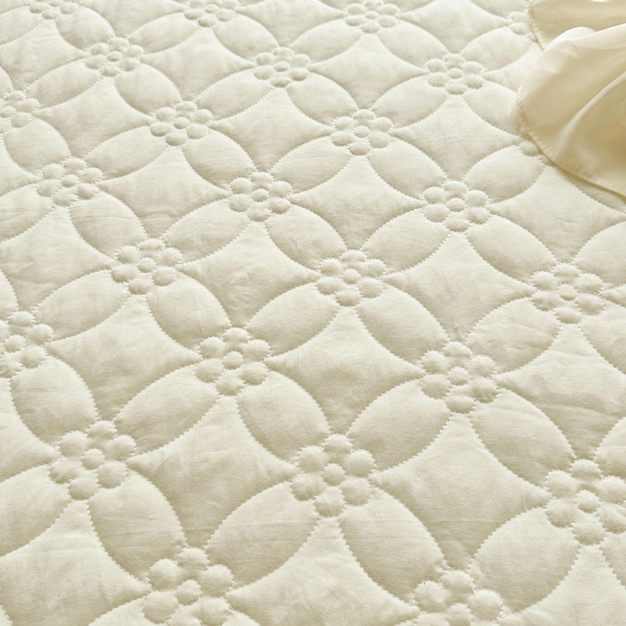 91家纺网 家纺一手货源 找家纺 罗艺轩 2024新款公主风水洗棉夹棉单床裙-浪漫满屋床 浪漫满屋-牛乳白