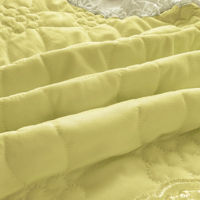 91家纺网 家纺一手货源 找家纺 罗艺轩 2024新款公主风水洗棉夹棉单床裙-浪漫满屋床 浪漫满屋-元气绿