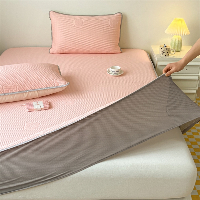 91家纺网 家纺一手货源 找家纺 吉象家纺 2024新款凉豆豆凉感软席凉席 小熊粉