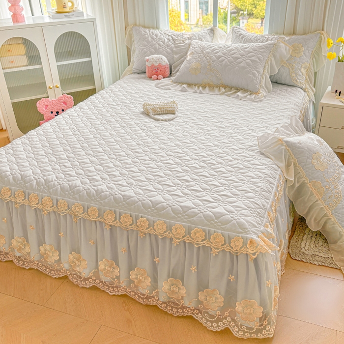 91家纺网 家纺一手货源 找家纺 罗艺轩 2024新款公主风水洗棉夹棉单床裙-浪漫满屋床 浪漫满屋-迷雾灰