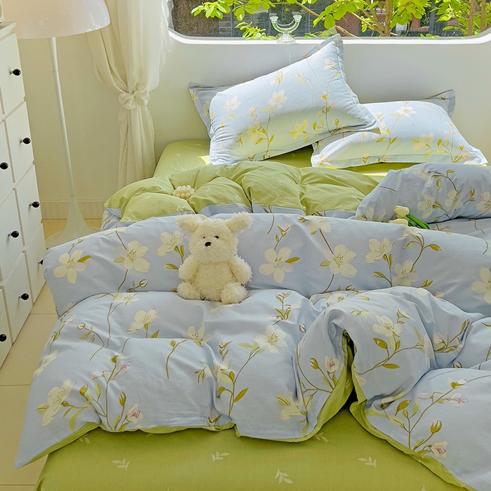 91家纺网 家纺一手货源 找家纺 暖芯优选 204新款直播爆款全棉-ins印花系列四件套纯棉三件套床单床笠 仲夏