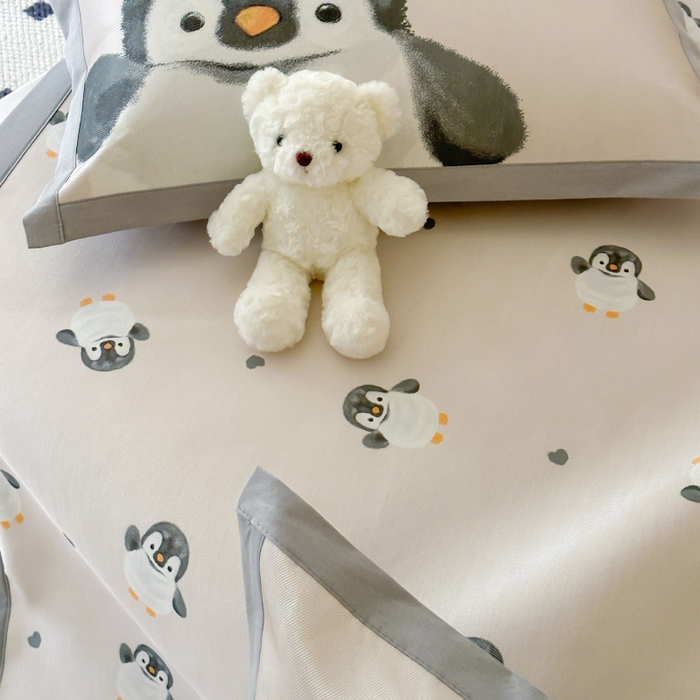 91家纺网 家纺一手货源 找家纺 圆岛 2024新款A类900D萌宠系列冰丝养生席 企鹅咕咕