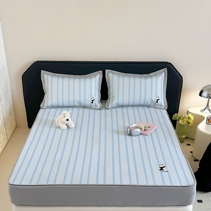 91家纺网 家纺一手货源 找家纺 （总）昔可家纺 2024新款数码印花刺绣床笠款冰丝席