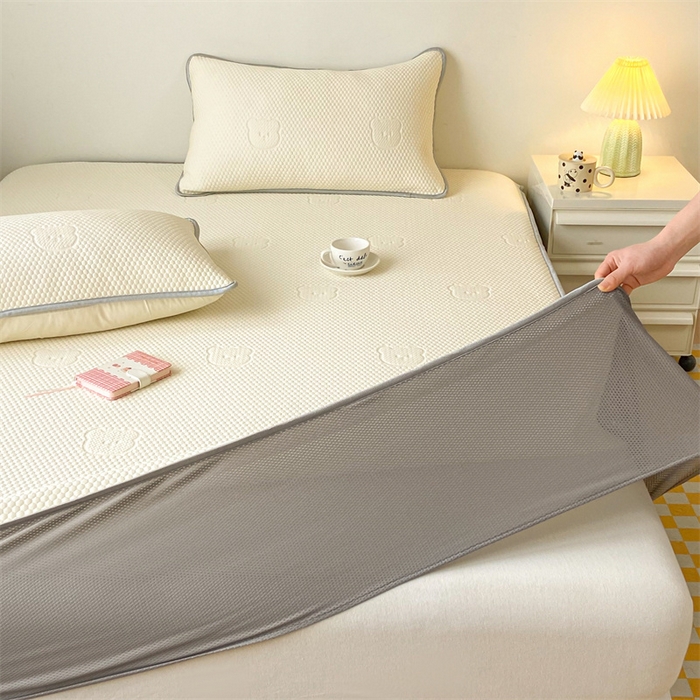 91家纺网 家纺一手货源 找家纺 吉象家纺 2024新款凉豆豆凉感软席凉席 小熊象牙白