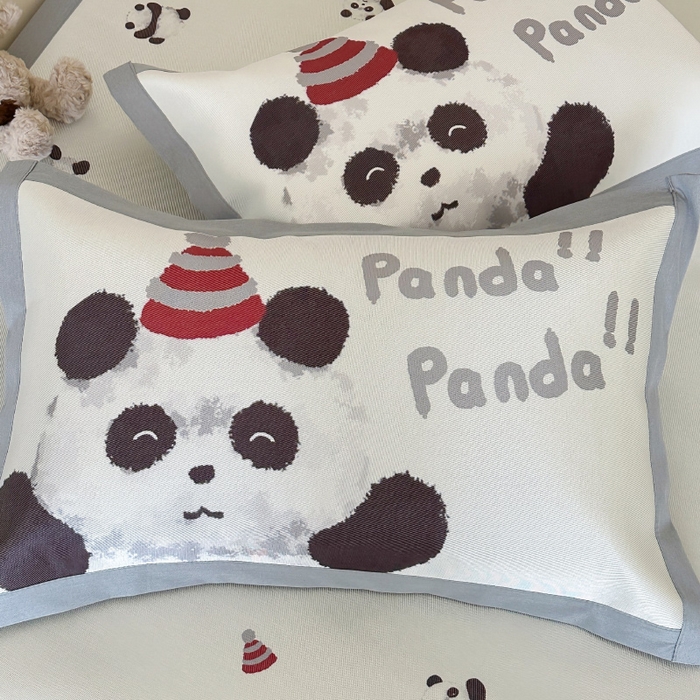 91家纺网 家纺一手货源 找家纺 圆岛 2024新款A类900D萌宠系列冰丝养生席 熊猫崽崽