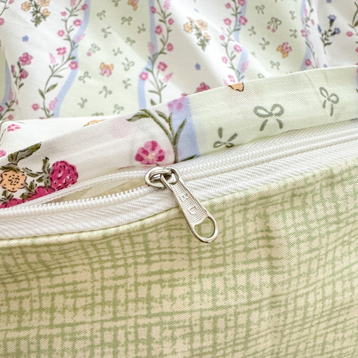 91家纺网 家纺一手货源 找家纺 清雅福 2024新款全棉13372小清新四件套和单品系列第四季 夏日春天