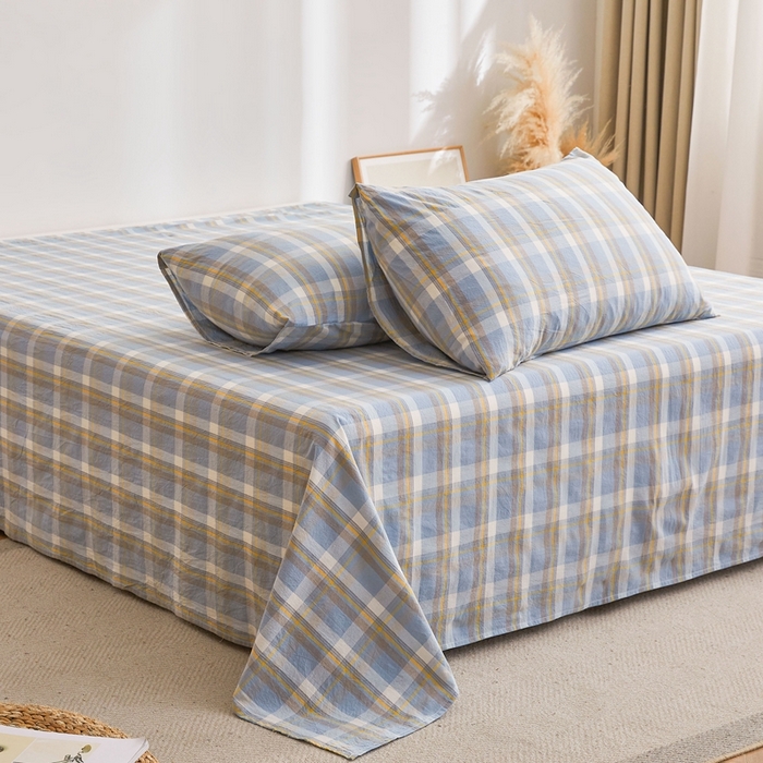 91家纺网 家纺一手货源 找家纺 雅萱家纺 2024新款雅萱-色织全棉水洗棉床单 床单-意境-兰星格