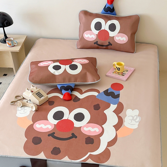 91家纺网 家纺一手货源 找家纺 昔可家纺 2024新款异形床笠款冰丝凉席 开心饼干