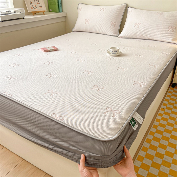 91家纺网 家纺一手货源 找家纺 吉象家纺 2024新款凉豆豆凉感软席凉席 粉色蝴蝶结