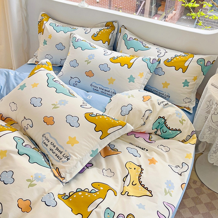 91家纺网 家纺一手货源 找家纺 暖芯优选 204新款直播爆款全棉-ins印花系列四件套纯棉三件套床单床笠 飞龙世纪