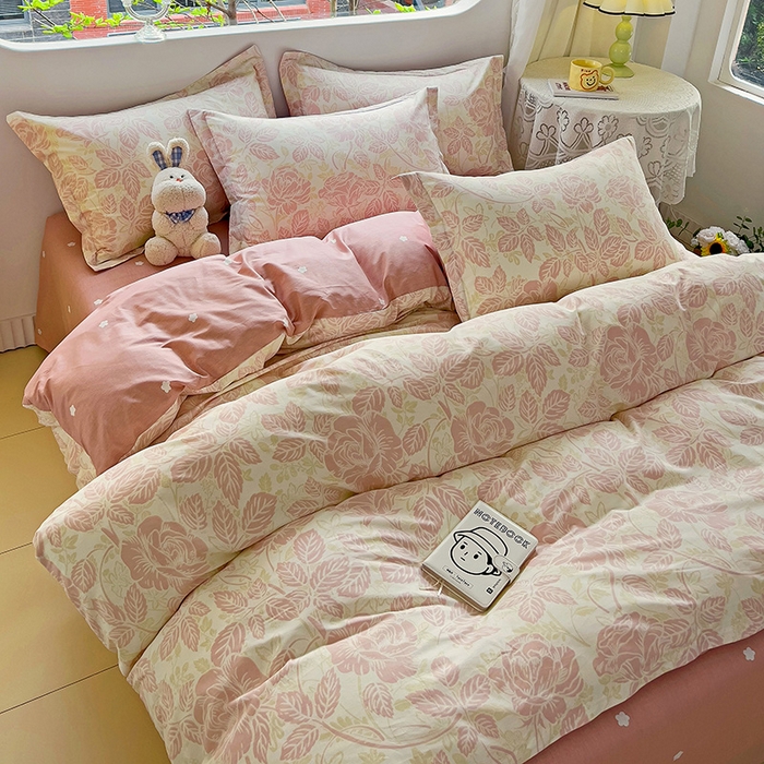 91家纺网 家纺一手货源 找家纺 暖芯优选 204新款直播爆款全棉-ins印花系列四件套纯棉三件套床单床笠 生机