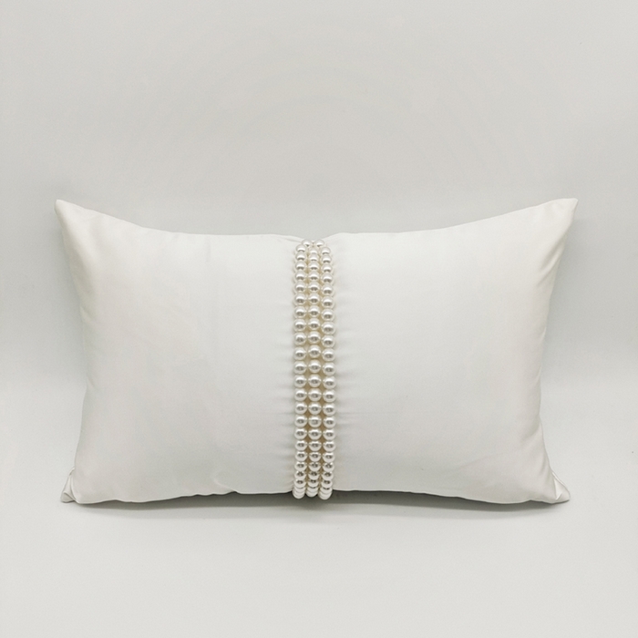 91家纺网 家纺一手货源 找家纺 澜屿 禅丝高精密大珍珠工艺小抱枕头枕芯腰靠枕 米白