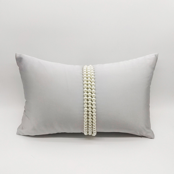 91家纺网 家纺一手货源 找家纺 澜屿 禅丝高精密大珍珠工艺小抱枕头枕芯腰靠枕 银灰