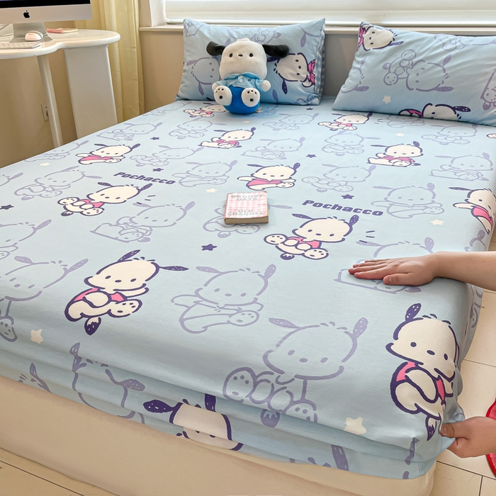 91家纺网 家纺一手货源 找家纺 金爱家 2024新款纯棉小版单品床笠 床笠款-欢乐帕哈狗