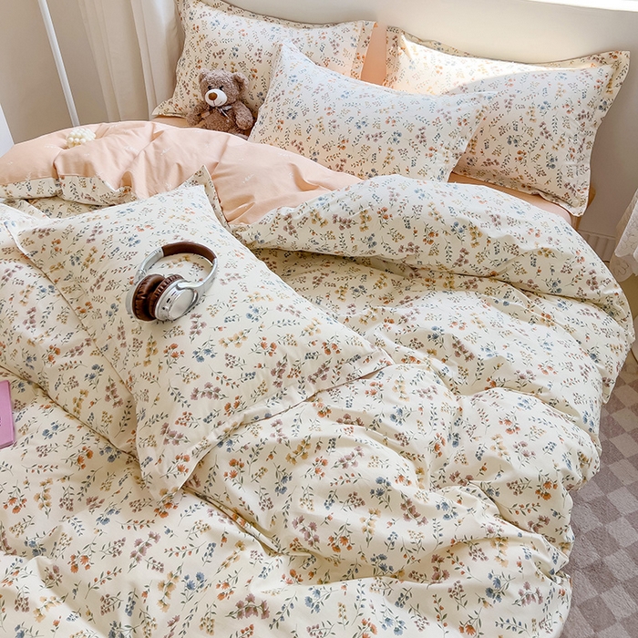 91家纺网 家纺一手货源 找家纺 暖芯优选 204新款直播爆款全棉-ins印花系列四件套纯棉三件套床单床笠 茶艺