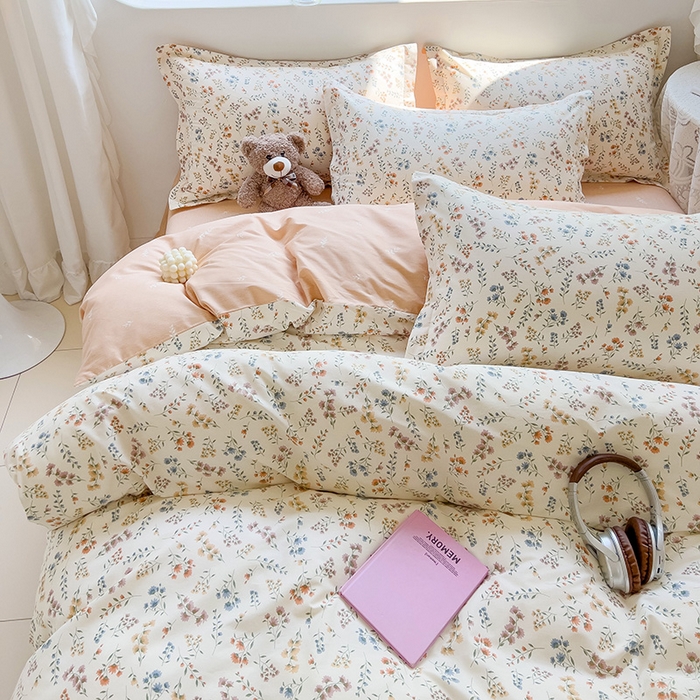 91家纺网 家纺一手货源 找家纺 暖芯优选 204新款直播爆款全棉-ins印花系列四件套纯棉三件套床单床笠 茶艺