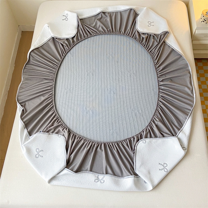 91家纺网 家纺一手货源 找家纺 吉象家纺 2024新款凉豆豆凉感软席凉席 灰色蝴蝶结