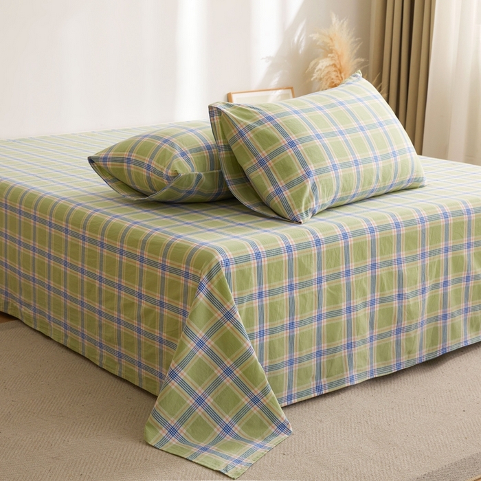 91家纺网 家纺一手货源 找家纺 雅萱家纺 2024新款雅萱-色织全棉水洗棉床单 床单-山野间