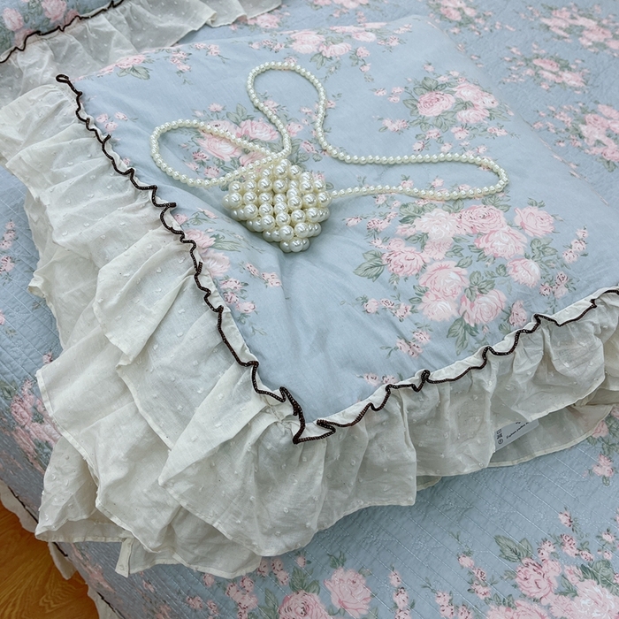 91家纺网 家纺一手货源 找家纺 暖居 2024新款韩系大花边夏被床盖四件套可机洗+同款纯棉被套 春歌