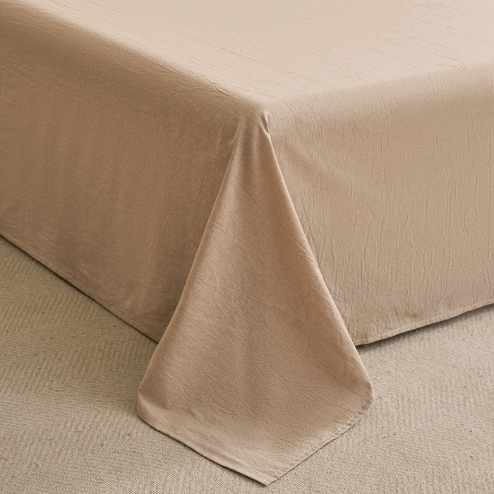 91家纺网 家纺一手货源 找家纺 雅萱家纺 2024新款雅萱-色织全棉水洗棉床单 床单-暖阳咖