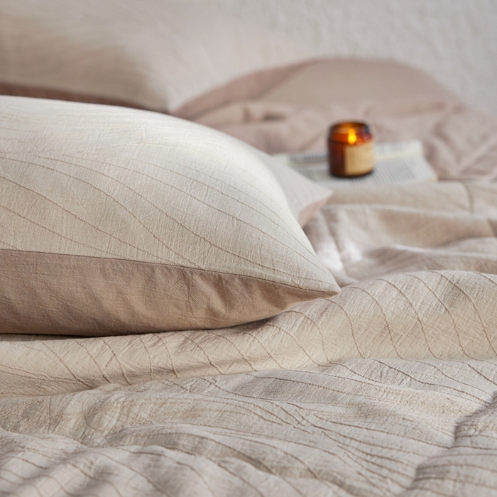 91家纺网 家纺一手货源 找家纺 2024新款色织双层纱提花波浪三系列夏被及夏被四件套--乱纹波浪 乱纹-卡其