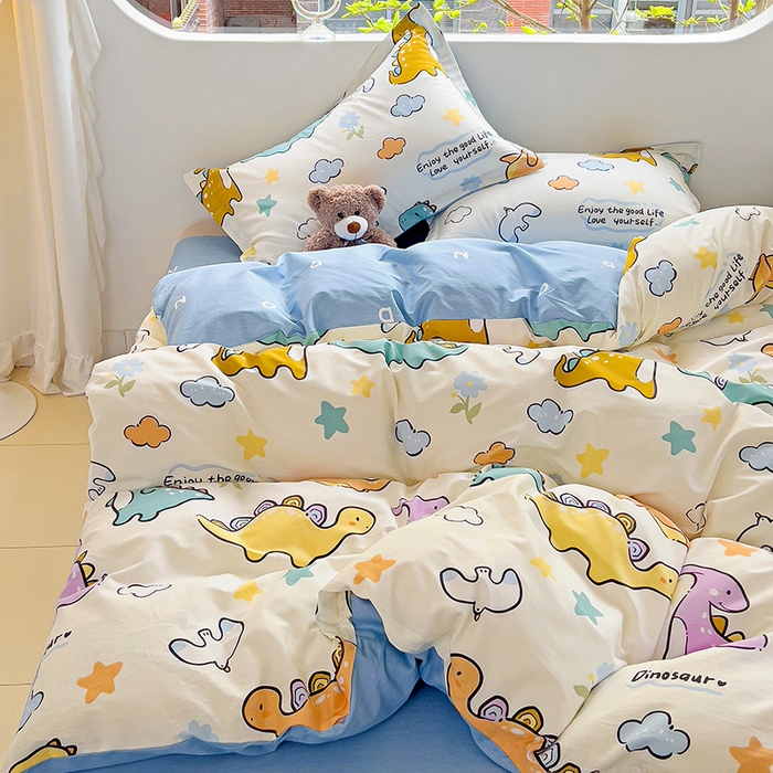 91家纺网 家纺一手货源 找家纺 暖芯优选 204新款直播爆款全棉-ins印花系列四件套纯棉三件套床单床笠 飞龙世纪