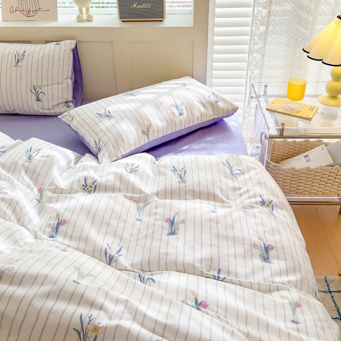 91家纺网 家纺一手货源 找家纺 清雅福 2024新款全棉13372小清新四件套和单品系列第四季 拾秋