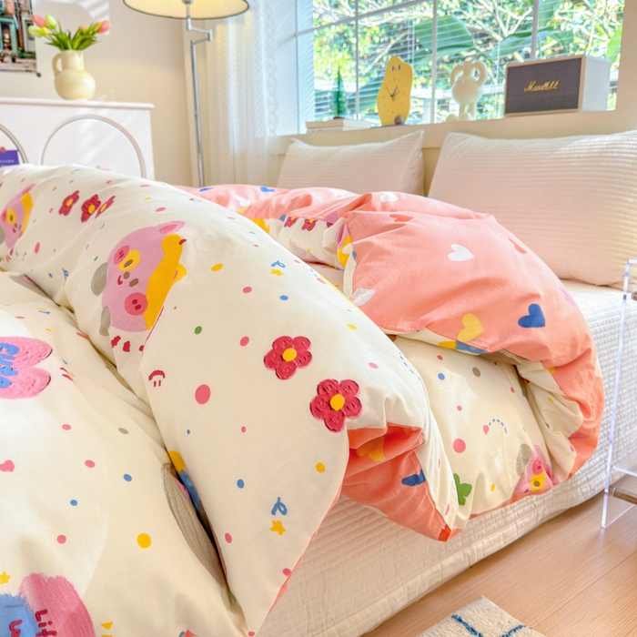 91家纺网 家纺一手货源 找家纺 清雅福 2024新款全棉13372小清新四件套和单品系列第四季 星空色彩