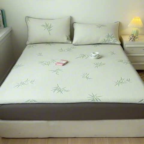 91家纺网 家纺一手货源 找家纺 吉象家纺 2024新款凉豆豆凉感软席凉席 竹叶白