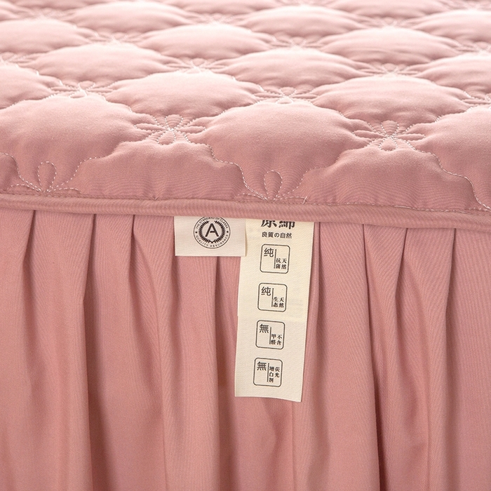 91家纺网 家纺一手货源 找家纺 忘忧草 2024新款亲肤磨毛夹棉床裙 佳人-豆沙红