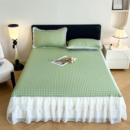 91家纺网 家纺一手货源 找家纺 （总）吉祥家纺 2024新款华夫格冰豆豆凉感床裙套件