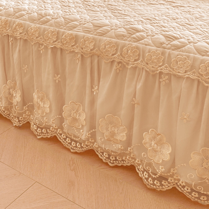 91家纺网 家纺一手货源 找家纺 罗艺轩 2024新款公主风水洗棉夹棉单床裙-浪漫满屋床 浪漫满屋-香槟