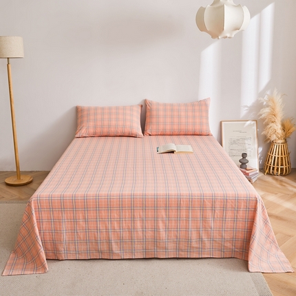 雅萱家纺 2024新款雅萱-色织全棉水洗棉床单 床单-柔颜粉