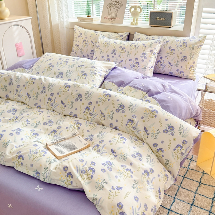 91家纺网 家纺一手货源 找家纺 清雅福 2024新款全棉13372小清新四件套和单品系列第四季 苍蓝雨林