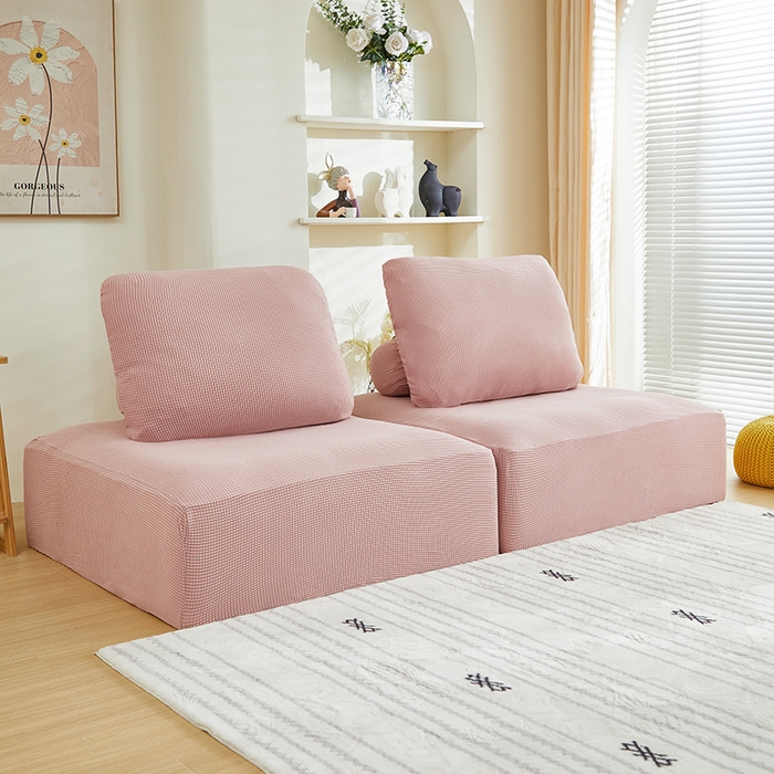 91家纺网 家纺一手货源 找家纺 丝绮鹿 2024新款模块方块沙发套系列-玉米粒系列 暗粉